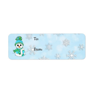 Etiqueta Navidades Snowman y Snowflakes de ida y vuelta