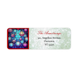 Etiqueta Navidades StainGlass Baubles Green Purpurina