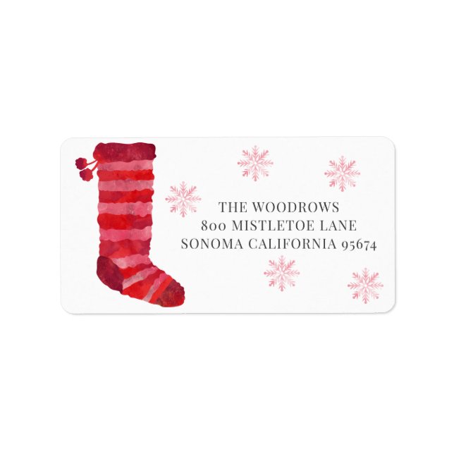 Etiqueta Navidades Stocking Watercolor (Frente)