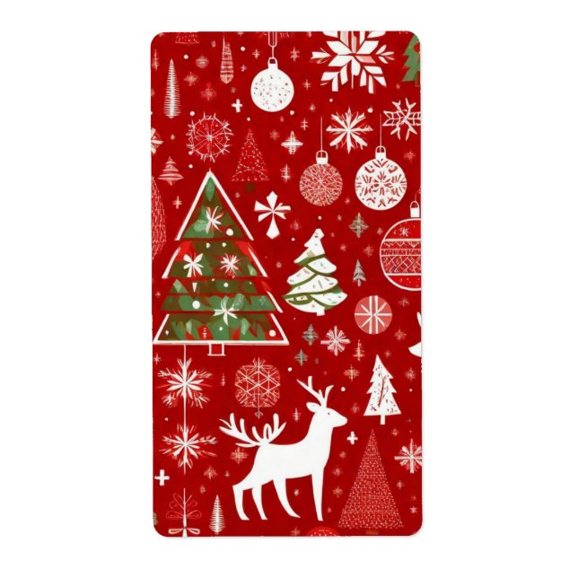 Etiqueta Navidades tema árboles de Navidad copos de nieve e (Frente)