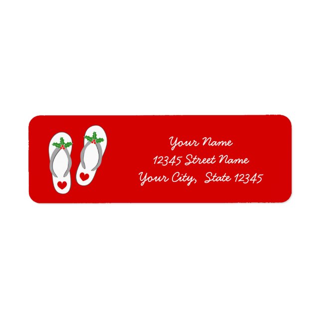 Etiqueta Navidades tropicales rojos hoelaf beach flip flops (Frente)