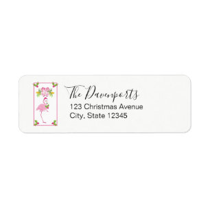 Etiqueta Navidades tropicales rosados de Flamingo