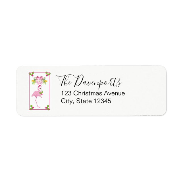 Etiqueta Navidades tropicales rosados de Flamingo (Frente)