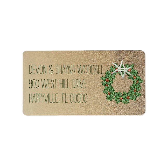 Etiqueta Navidades tropicales Wreath Starfish Dirección de  (Frente)