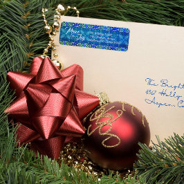 Etiqueta Navidades turquesa de paz y alegría