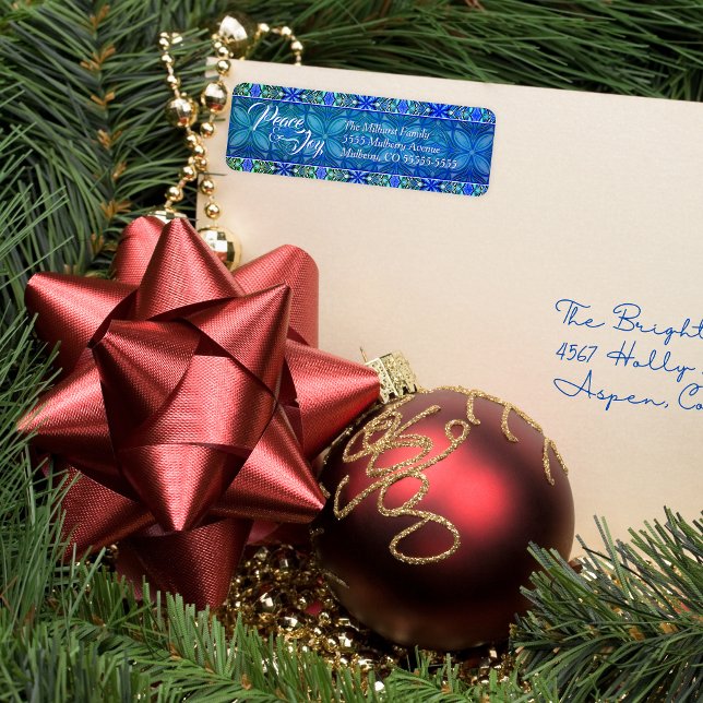 Etiqueta Navidades turquesa de paz y alegría (Subido por el creador)