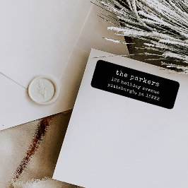 Etiqueta Navidades Typewriter | Dirección de devolución neg
