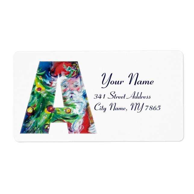 ETIQUETA NAVIDADES UNA CARTA / SANTA CON ÁRBOL DE NAVIDAD (Frente)