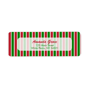 Etiqueta Navidades/vacaciones de franjas rojas y verdes