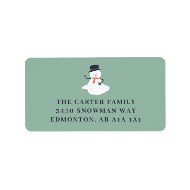 Etiqueta Navidades Vacaciones de Snowman Graciosa Moderna (Frente)