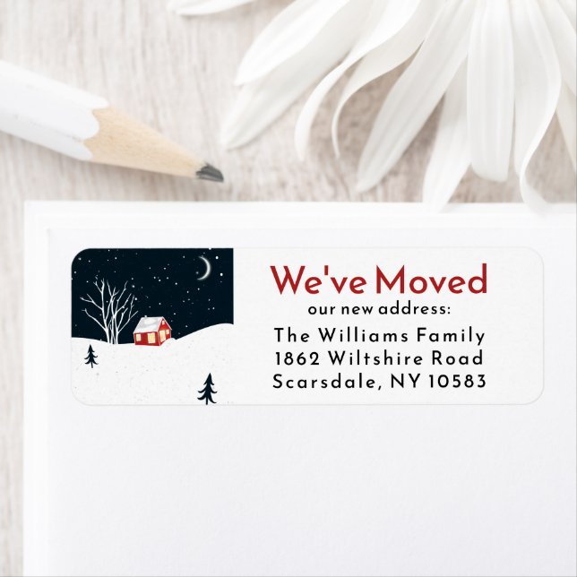 Etiqueta Navidades Vacaciones Invierno Nos hemos mudado de  (In situ)