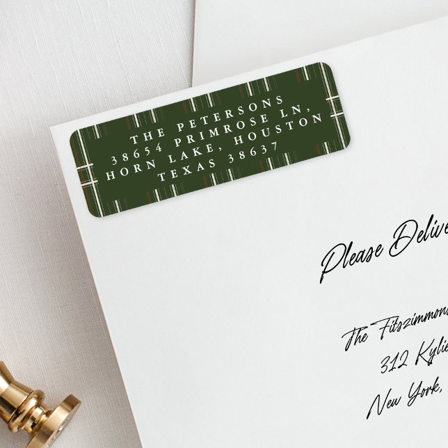 Etiqueta Navidades verdes profundos de cabaña tradicionales (Subido por el creador)