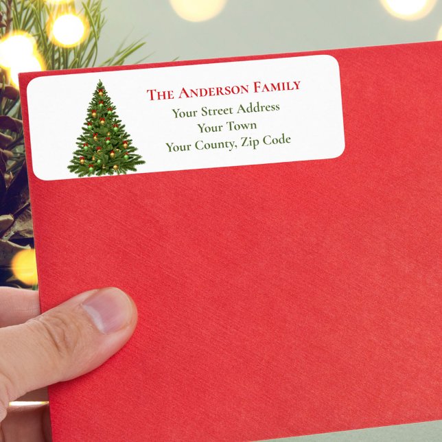 Etiqueta Navidades verdes tradicionales Nombre de arcos roj (Subido por el creador)