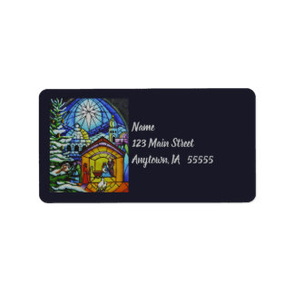 Etiqueta Navidades Vidrio Manchado Watercolor Art