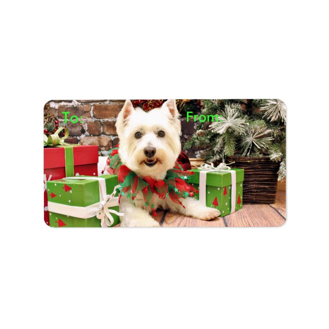 Etiqueta Navidades - West Highland Terrier - Abby (Frente)