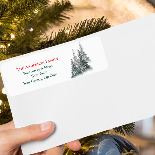 Etiqueta Navidades Winter Forest Fir Trees Dirección Nombre