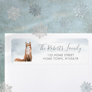Etiqueta Navidades Winter Woodland Scene Fox