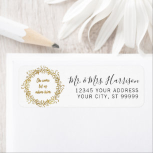 Etiqueta Navidades Wreath Gold Purpurina Script Christian
