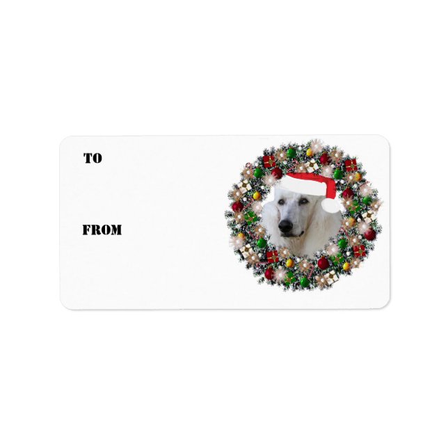Etiqueta Navidades Wreath Poodle Gift (Frente)
