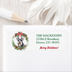 Etiqueta Navidades Wreath Schnauzer Dog Return Address
