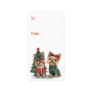 Etiqueta Navidades Yorkie Dogs