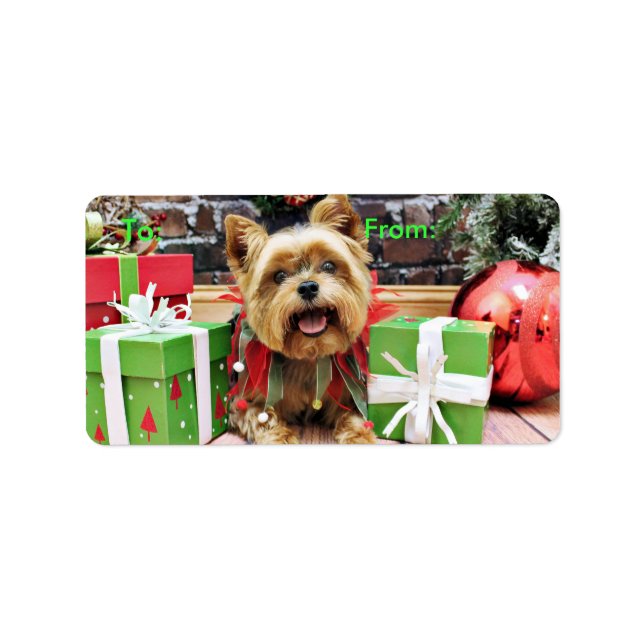 Etiqueta Navidades - Yorkie - Sunny (Frente)