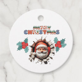 Etiqueta navideña 3D Santa Merry