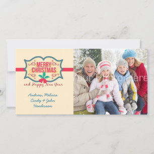 Etiqueta navideña de merry, tarjeta fotográfica