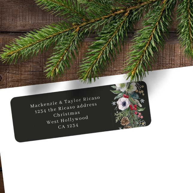 Etiqueta Navideño Botánico Alegre Personalizado  (Joyful Botanical Christmas Personalized Label
by Ricaso. Add your own address, business or personal)