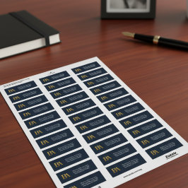 Etiqueta Navy and Gold Monogram Law Firm Address Labels