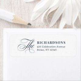 Etiqueta Navy Blue Caligrafía | Dirección de Retorno de Bod