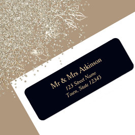 Etiqueta Navy Blue Gold Wedding Return Address