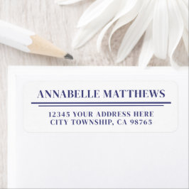 Etiqueta Navy Blue Minimalist Return Address