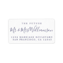Navy Blue Script Future Mr Mrs Return Address