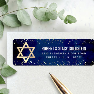 Etiqueta Navy Dorado Brillante Bat Mitzvah Dirección de Ret