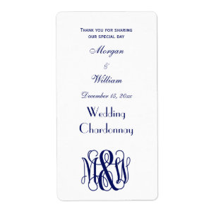 Etiqueta Navy Vine Script Monogram B&G DIY BG
