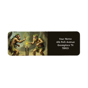 Etiqueta Neandertales Lindos de Fantasía Jugando Tenis