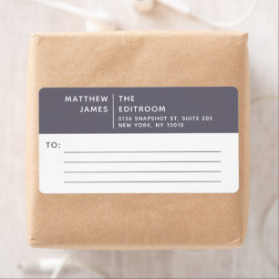 Etiqueta Negocio blanco gris gris morado simple y moderno