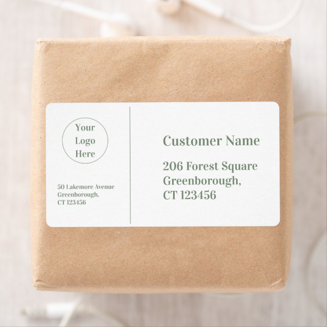 Etiqueta Negocio blanco verde moderno y sabio (In situ)