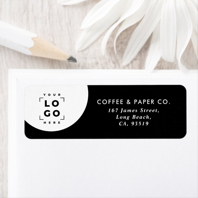 Etiqueta Negocio Moderno gráfico blanco negro (In situ)