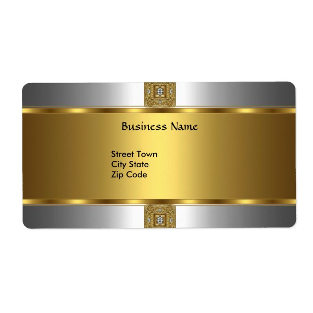 Etiqueta Negocios Elegante Plata Oro Joya (Frente)