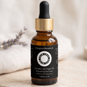 Etiqueta negra de botella de gotero de cosméticos 