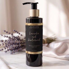 Etiqueta negra de cosméticos con lámina de oro fal