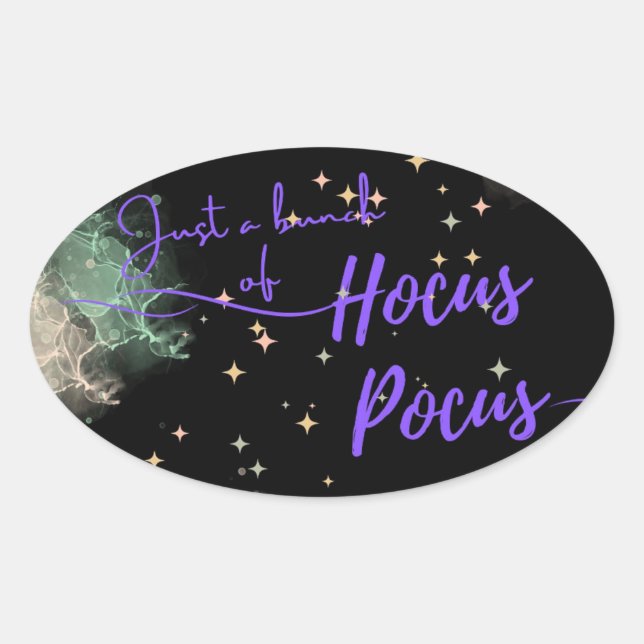 Etiqueta negra de Hocus Pocus Halloween (Anverso)
