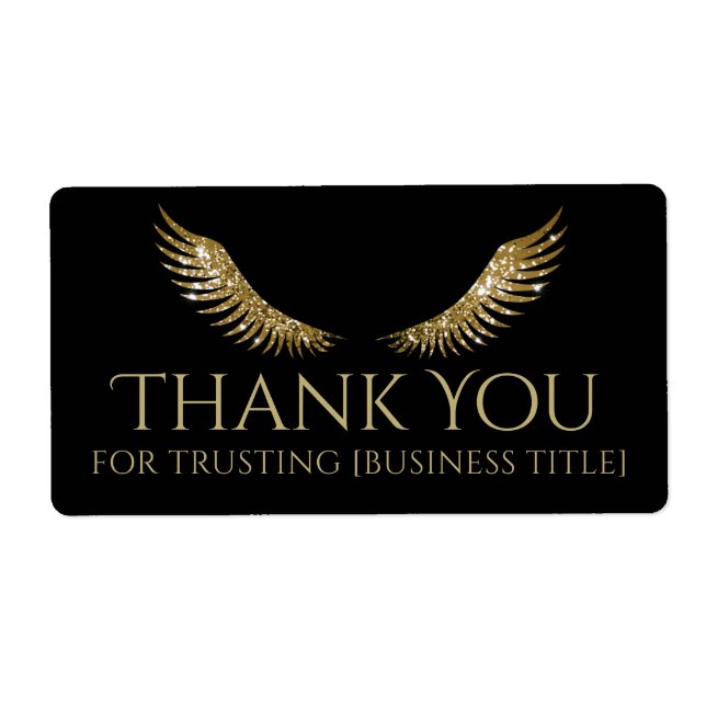 Etiqueta negra de las alas doradas blancas (Frente)