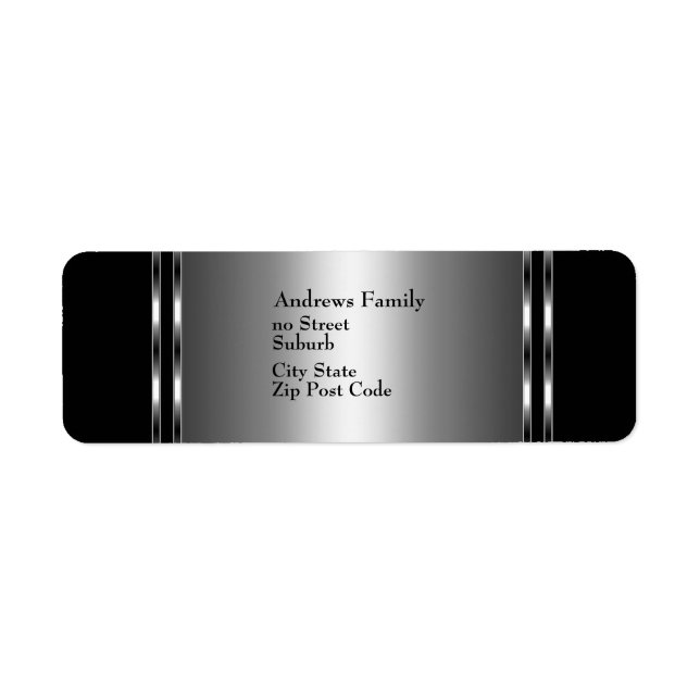 Etiqueta negra y plateada simple (Frente)