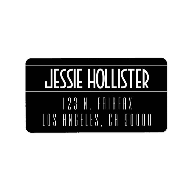 Etiqueta Negrita moderna en blanco y negro (Frente)