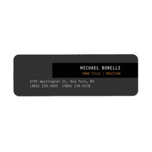 Etiqueta Negro Gris Profesional Nombre Personalizado Posici