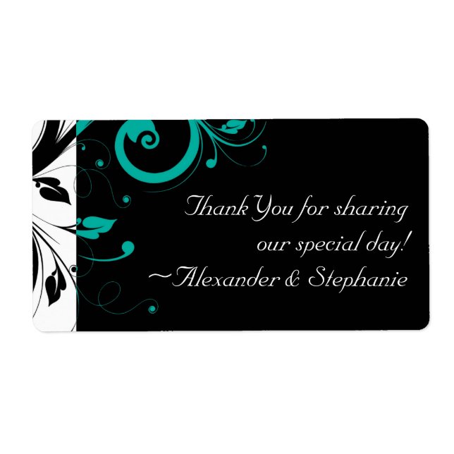 Etiqueta Negro y blanco con Verde azulado giratorio inverso (Frente)