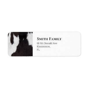 Etiqueta Negro y blanco piel de vaca